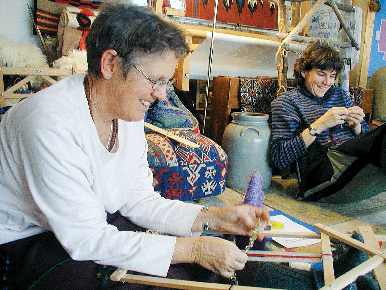 smiling women handwork
